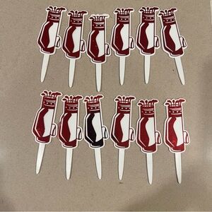 12 DecoPac Golf Bag Cupcake Toppers / Cake Red and White Baking Party Retirement